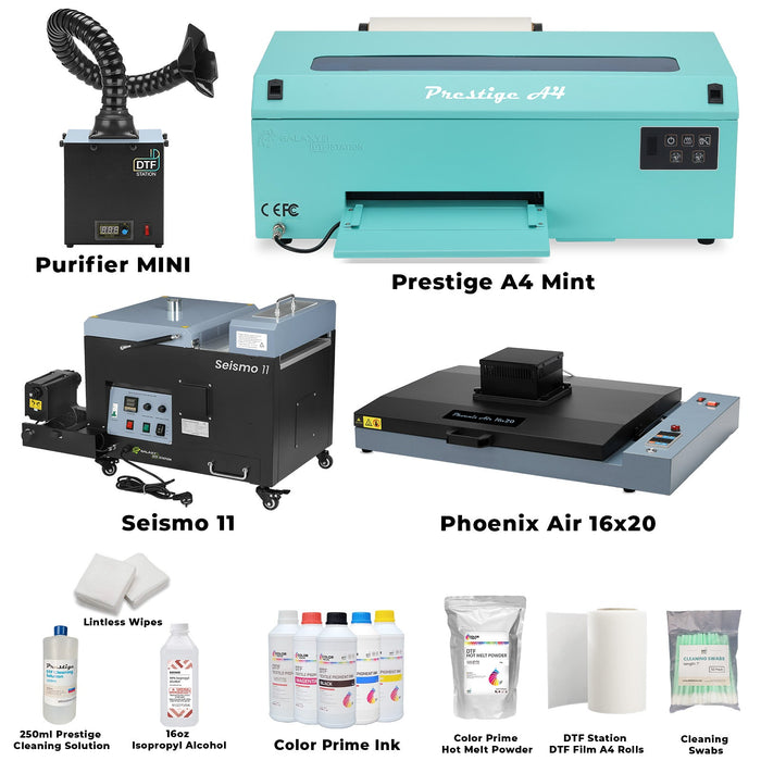 Prestige A4 Shaker and Oven Bundle - Startup direct to film Cyan with purifier mini