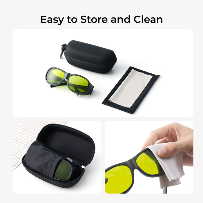 xTool Laser Safety Goggles are provided with a case and microfiber cloth, making it easy to store and clean