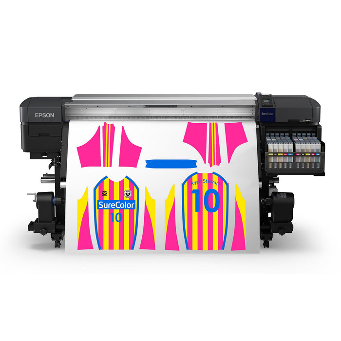 Epson SureColor F9470H Dye Sublimation Printer with Dye Sublimation Paper Front View with Media