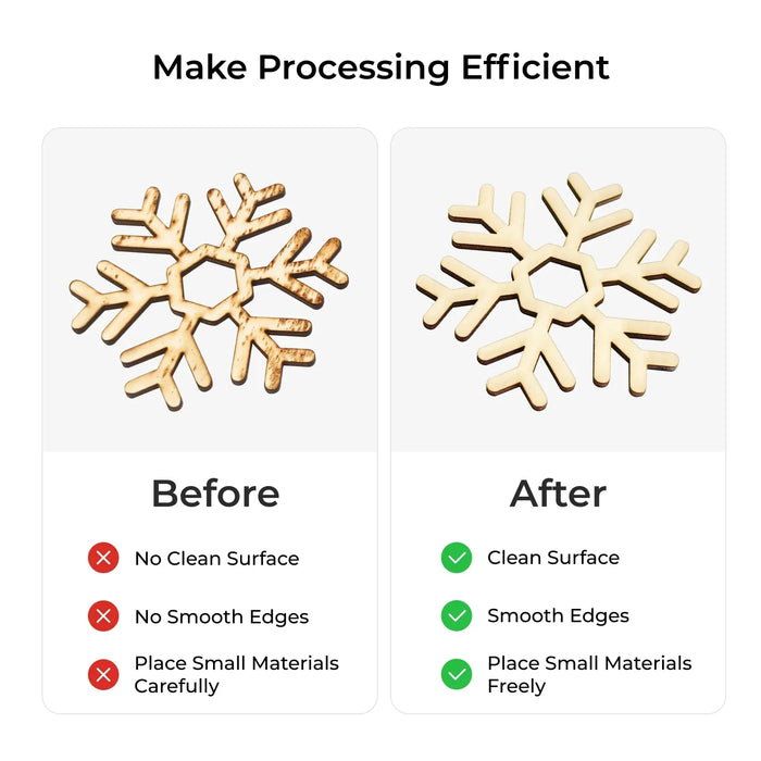 xTool Honeycomb Panel 2.0 makes processing clean and efficient. Leaving clean a surface, and smooth edges. 