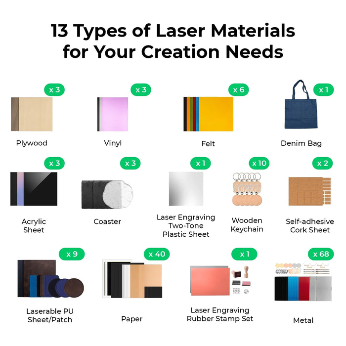 xTool Selected Ultimate Laser Material Kit (155pcs)