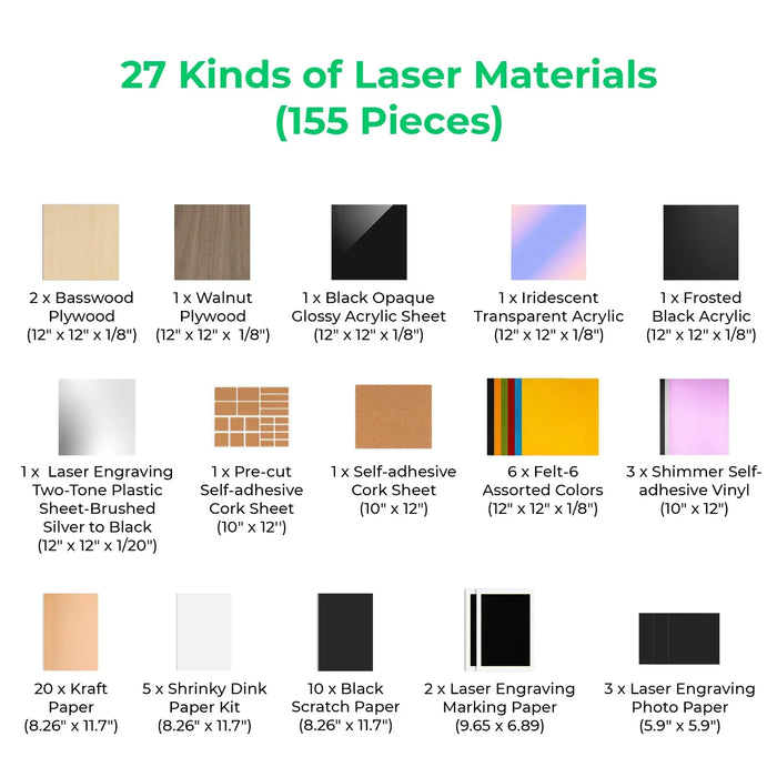 xTool Selected Ultimate Laser Material Kit (155pcs)