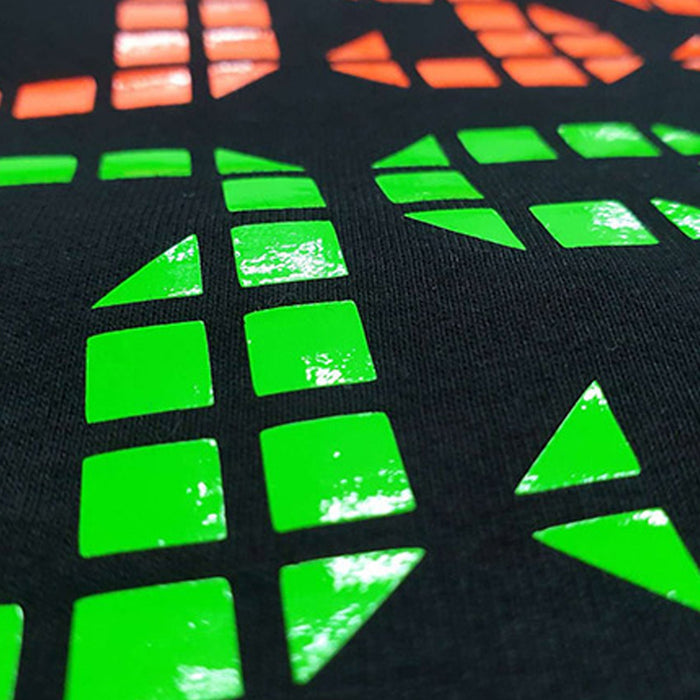 Prisma PU HIgh Glossy Vinyl on a black shirt