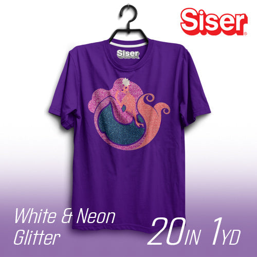 Siser White and Neon Glitter Heat Transfer Vinyl - 20" Width 1 Yard
