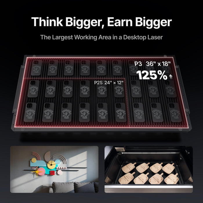 Think Bigger, Earn Bigger. The Largest Working Area in a Desktop Laser. 