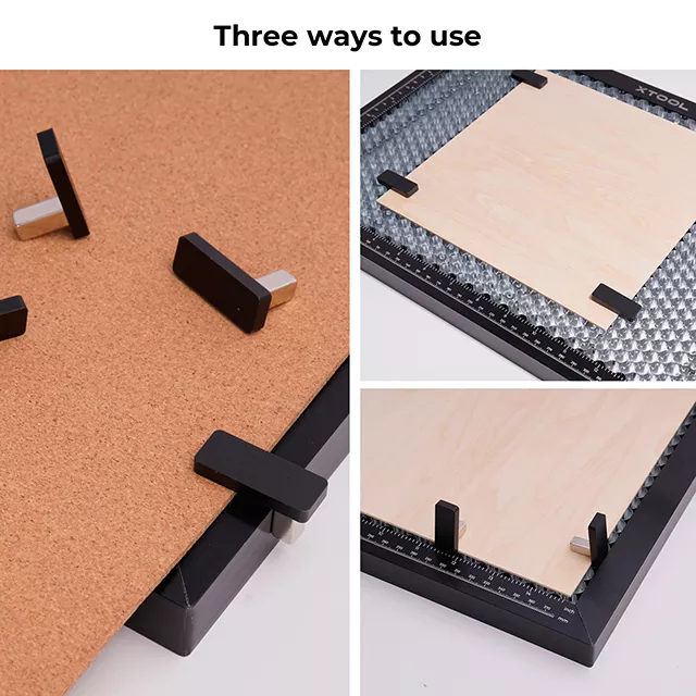 xTool Honeycomb Material Pin can work in three different ways, allowing various angles for materials. 