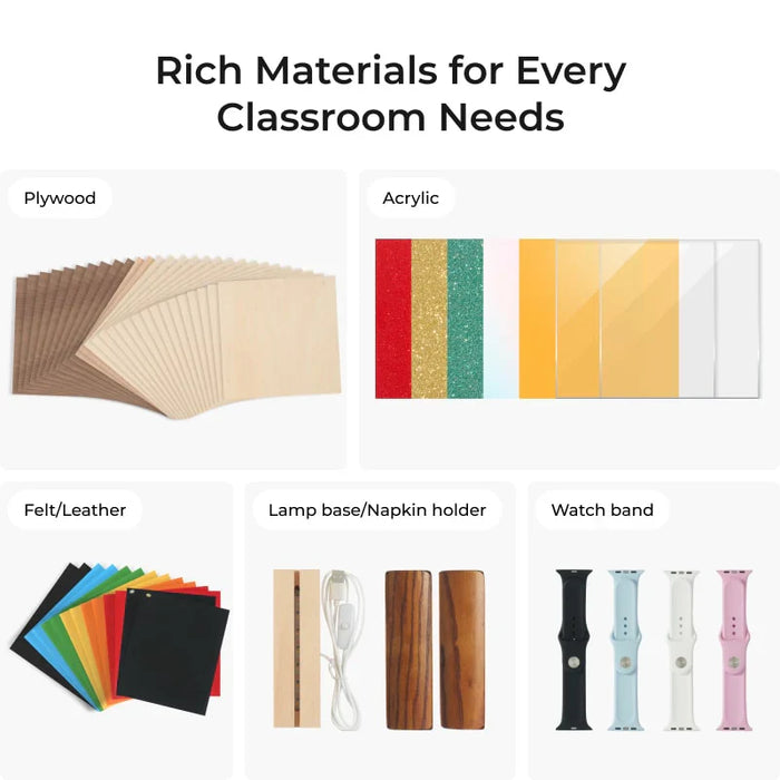xTool Laser Material Education Package offers rich materials for every classroom needs