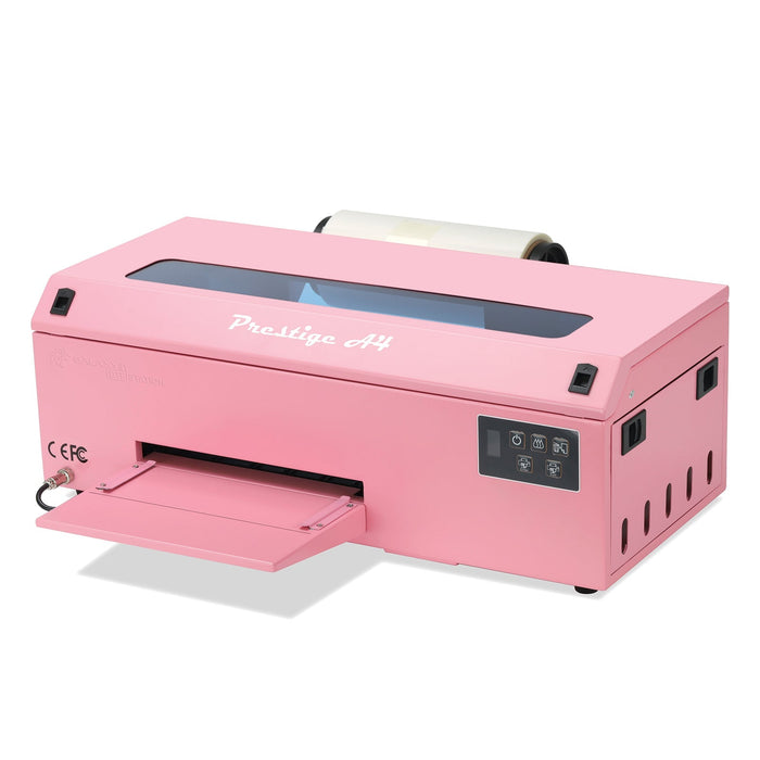 Prestige A4 DTF Printer pink quarter view.