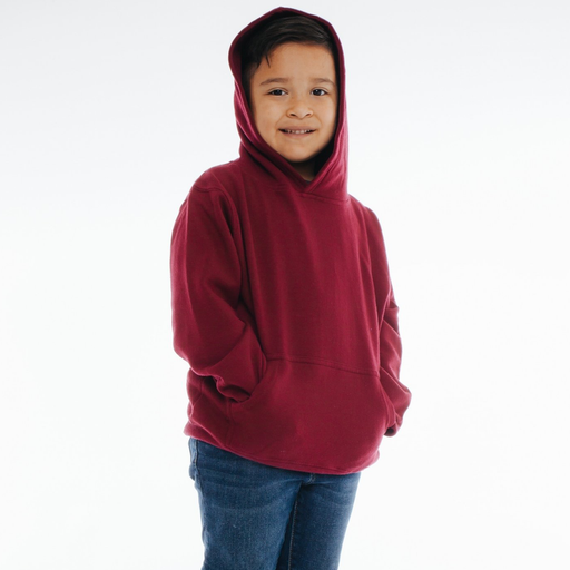 301 Youth Pullover Hoodie Burgundy Front View
