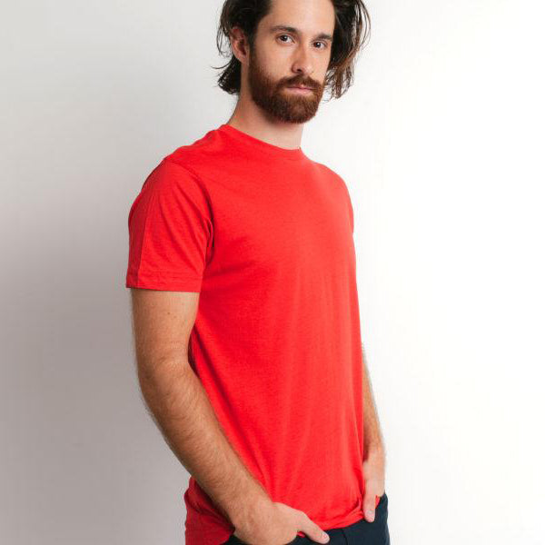 402 Premium T Shirt Red Angled Side View