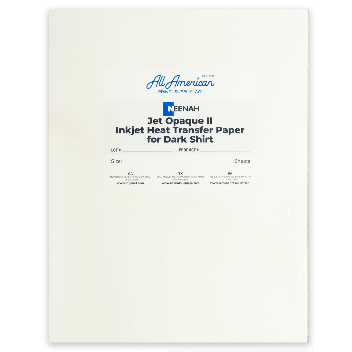 Neenah Jet Opaque II Inkjet Heat Transfer Paper