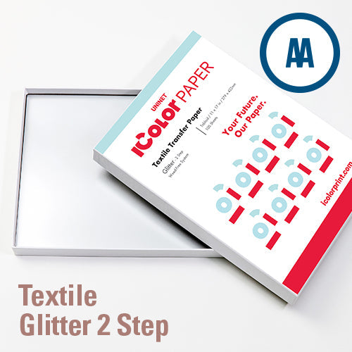 Textile Glitter 2 Step Available in Letter and Tabloid Sizes. This paper will work with the iColor 500, 550, and 600 printers.