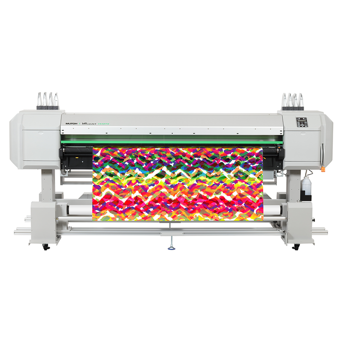 Mutoh ValueJet 1938TX Direct to Textile Printer 75" with Dye Sublimation Paper Front View