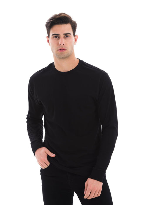 1401 Men Long Sleeve T Shirt Black Front Full View